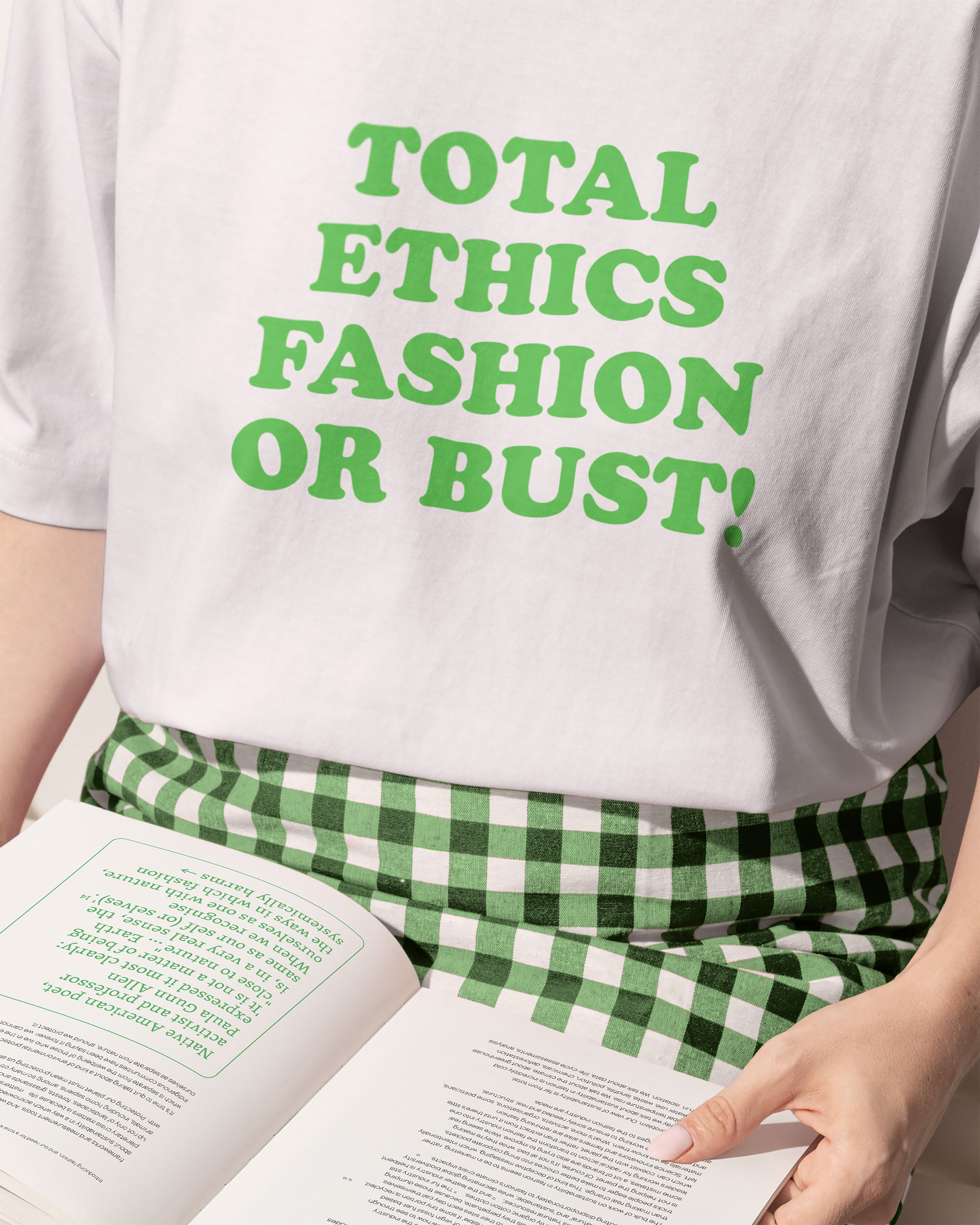 Design and print production of "Total Ethics Fashion" book by creative impact studio Very Good Looking for author Emma Hakansson, founder of NGO Collective Fashion Justice